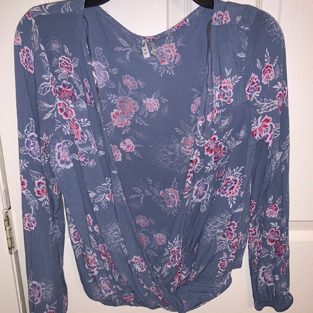Juniors long sleeve floral print top